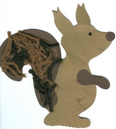 Eichhörnchen aus Tonpapier mit Wolleschwanz